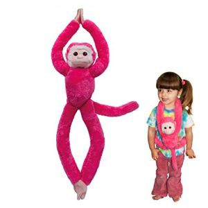 Deluxebase EcoBuddiez Tree Huggers - Singe-&Eacute;cureuil Rose de Peluche b&eacute;b&eacute; &agrave; Suspendre de 72 cm fabriqu&eacute;e en Bouteilles Plastique recycl&eacute;es. Jouet Doux & &eacute;cologique, Cadeau Parfait pour Les Enfants. (DELUXEBASE, neuf)