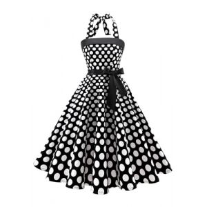 Timormode Sexy Robe R&eacute;tro Vintage Femme Ann&eacute;e 40 50 60 Robe de Cocktail Rockabilly D&eacute;collet&eacute; 10212Big Black White M (Timormode, neuf)