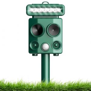 R&eacute;pulsif Chat Ultrason, Repulsif Chat Solaire R&eacute;pulsif Chat Exterieur 4 Modes, r&eacute;pulsif &agrave; ultrasons avec D&eacute;tecteur de Mouvement et Flash pour Jardin Cour Contre Les Chats Chiens Renards Oiseaux Rats (EU NWDA, neuf)