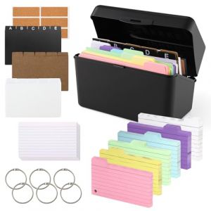 Wozzies Kit De Bo&icirc;tes &agrave; Fiches, Noir Bo&icirc;te &agrave; Fiches Comprend 230 Fiches Lign&eacute;es Color&eacute;es, 15 Registres, 6 Anneaux 6 Autocollants, pour Apprentissage notes Bureau Maison (WHOZZY WONDERS TOY STORE LTD, neuf)