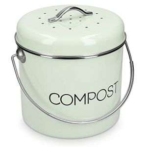 Navaris Poubelle à Compost 3L - Bac à Compost de Cuisine en Acier Inoxydable - Composteur de Cuisine pour Déchets Alimentaires - 3X Filtre Charbon (KW-Commerce, neuf)