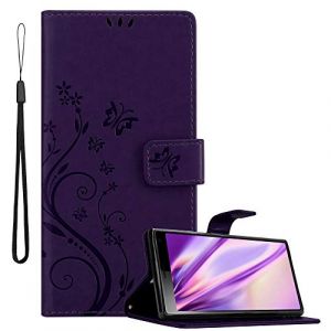 Cadorabo Coque pour Sony Xperia 10 / Xperia XA3 en LILAS FONCÉ FLORAL – Housse Protection en Design de Fleur -Magnétique, Stand Horizontal et 3 Fentes Cartes - Portefeuille Etui Poche Folio Case Cover (cadorabo-shop, neuf)