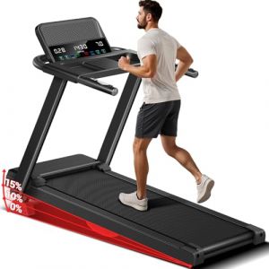 UMAY Tapis de Course Pliable 12km/h,Tapis de Marche Electrique 2,5 CV/1800W avec Moniteur de Fréquence Cardiaque,APP et Haut-parleur Bluetooth,Tapis Roulant avec 12 programmes d'entraînement et inclin (YOU-MAY, neuf)