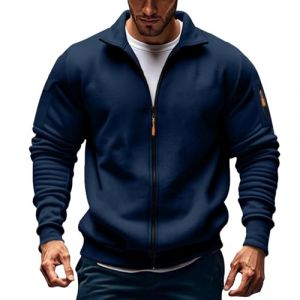 ofeirhz Sweat &agrave; capuche pour homme Uk Sans capuche Sweat &agrave; capuche zipp&eacute; Col montant Sweatshirt l&eacute;ger &agrave; manches longues Veste active extensible Plusieurs poches Cardigans Surv&ecirc;tement Pulls Grande (handaheng dianpu, neuf)