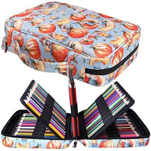 JAKAGO Trousse Crayon de Couleur 220 Grande Trousse Scolaire avec Poign&eacute;e Solide,Portable &eacute;tanche Sac a Crayon Id&eacute;al pour Excellent Cadeau Femme/Homme/&eacute;tudiant/Artiste (Pumpkin) (Jakago EU, neuf)