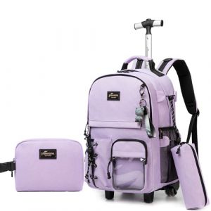 HTgroce Cartable a Roulette Fille Lyc&eacute;e Sac Dos roulettes pour Filles CM2, Sac a Roulette Fille Voyage (Lldaily EUR, neuf)