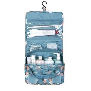 Trousse De Toilette Originale Femme Le-Globe-Trotteur Fleurs Bordeaux Pliable Imperméable Avec Poignée De Transport Pour Produits Beauté Et Douche (Fleurs Bleues) (PJSshop, neuf)