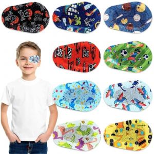 JEYORZY 9 Pièces Cache Oeil Enfant, Cache Oeil pour Lunettes, Eyepatch Réutilisable en Dessin Animé, Patchs Colorés, pour Enfants Filles Garçons Yeux Paresseux et Blocage de la Lumière (9 Styles) (Wacicy EU, neuf)