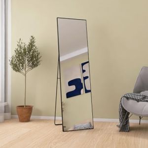KeepGoon Miroir sur Pied 140 x 40 cm - Cadre en Aluminium - Grand Miroir cosmétique HD - Grand Miroir Pleine Longueur - Parfait pour Le Salon, la Chambre à Coucher, Le Dressing (libingshuai, neuf)