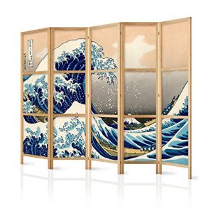 murando - Paravent Int&eacute;rieur Japonais 225x172 cm - S&eacute;parateur de Pi&egrave;ce en Bois Naturel et Toile Imprim&eacute;e - Cloison de S&eacute;paration pour Chambre - Paravent Oriental Portable et Pliable p-B-0025-z-c (murando, neuf)