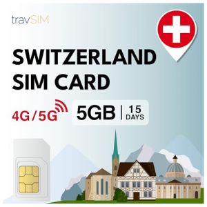 travSIM Prepaid SIM Card Switzerland | 5GB Data SIM - 15 Jours d'abonnement | La Carte SIM Suisse Offre Un acc&egrave;s Internet pour Google, Facebook, Whatsapp, Instagram et Plus Encore. (travSIM GmbH, neuf)