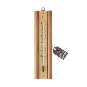 Lantelme Thermomètre en bois de hêtre - Température de -8 °C à 50 °C - 17 cm de long - Analogique - Pour chambre intérieure - Facile à lire - Thermomètre d'intérieur (marron clair - 17 cm) (lantelmegmbh, neuf)