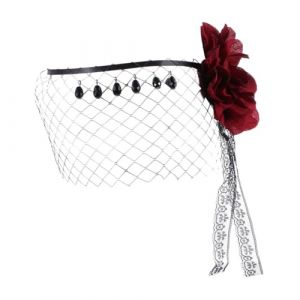 SAFIGLE Voile en Dentelle Noire pour Halloween Masque Bandeau Pendentif Perl&eacute; Accessoire Cosplay Ajustable pour Femmes et Filles Voile Yeux Bandeau de Bal Masqu&eacute; Soir&eacute;es Costum&eacute;es (Grand Di, neuf)