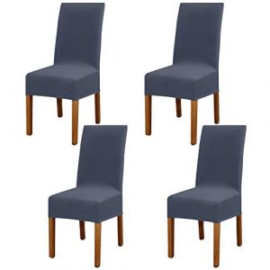 Leeyunbee 4 Pièces Housse de Chaise Moderne élastique, Amovible Lavable Extensible Housses de Chaise de Salle à Manger, Couverture de Chaise pour Décor Salle à Manger, Hôtel et Mariage (Bleu Gris) (Dosiko, neuf)