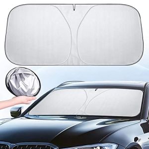 Bseical Pare Soleil Anti UV 142x80cm,Pare Brise Avant Intérieur,Pare Soleil Voiture Pare Brise Avant,Pare Soleil Pare Brise SUV Camion,Pare-Soleil Pliable Isolation Thermique Couverture (L) 351 (hongenerlu, neuf)