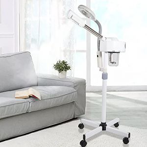 Vaporisateur facial grossissant pour le visage, spa facial, sauna facial 2 en 1, 3 x 5 x vapeur, ozone, lampe loupe, appareil à vapeur, appareil à vapeur, vaporisateur pour studio de beauté (GDAMSHOP, neuf)