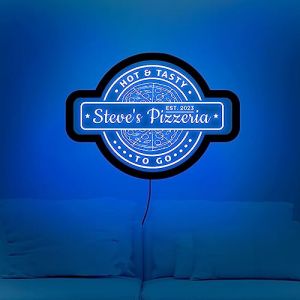 Enseigne de pizza au n&eacute;on, enseigne de pizzeria, d&eacute;cor de pizzeria, enseigne au n&eacute;on de restaurant, enseigne au n&eacute;on de cuisine, enseigne LED de pizza, enseigne lumineuse de pizza (SOULSIS Natural, neuf)