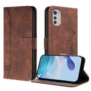GoodcAcy Coque pour Motorola Moto E32 4G Coque, Etui Protection Housse Premium en Cuir PU,Pochette Fermeture Magn&eacute;tique,Flip Case Compatible avec Motorola Moto E32 4G (Brun) (TENGLAN, neuf)