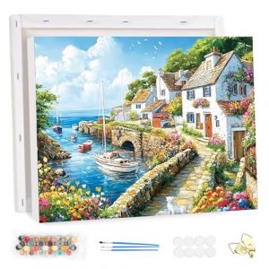 HEIBAGO Fleur Peinture Numero Adulte avec Cadre, Maison Kits de Peinture par Num&eacute;ros pour Adults, DIY Animaux Peinture &agrave; l'huile par Num&eacute;ros Kits pour la D&eacute;coration Int&eacute;rieure Maison,30x20cm (JINYULIANG, neuf)