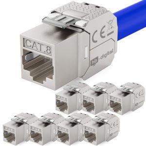 hb-digital 8x Module Keystone RJ45 CAT 8 pour C&acirc;ble Ethernet - Certifi&eacute; GHMT - jusqu'&agrave; 2000MHz 40Gbit/s Connecteur M&eacute;tallique sans outil Blindage STP pour Prise r&eacute;seau Panneau et Baie de Brassage (HB-DIGITAL, neuf)