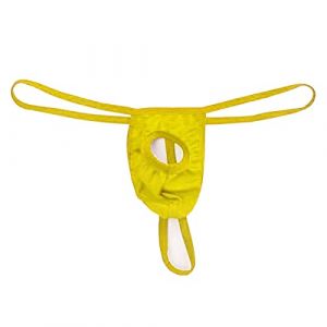 VemeFufu Homme String Tongs Tanga Slip Mankini Taille Unique Couleur Jaune (LuJJ-C-DingZi-Huang) (VemeFufu FR, neuf)