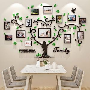 3D Arbre Stickers Muraux - DIY Autocollant Mural Cadre de Photo Stickers Mural Arts Décorations de Maison 15x20 13x18 10x15 a4 pour Chambre Salon Garderie Salle Garderie Cadeau (qiansui, neuf)