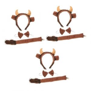 Baluue 3 Ensembles Coiffe D'animal Bœuf Queues De Vache Bandeau De Cornes De Vache Bandeau Animal Mignon Bandeau De Vache à Lait Bandeau Cornes De Taureau Cerceau De Vache En Tissu (Fortune Luck, neuf)