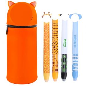 Beinup Trousse Ecole 2 en 1 en Silicone Souple, Tigre Trousse &agrave; Crayons Kawaii avec 4PCS Stylo Gel effa&ccedil;able, Trousse Scolaire en Silicone, Stylos Gel effa&ccedil;ables, Cadeaux pour gar&ccedil;on et Fille (LIHUAHAI LIMITED, neuf)