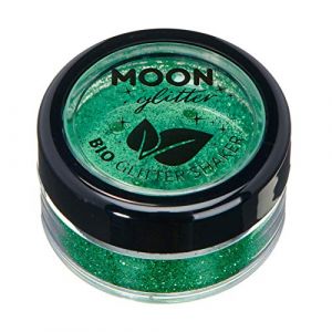 Paillettes biodégradables Eco Glitter Shakers de Moon Glitter - 100% Cosmetic Bio Glitter pour le visage, le corps, les ongles, les cheveux et les lèvres - 5g - Vert (NeonBeauty, neuf)