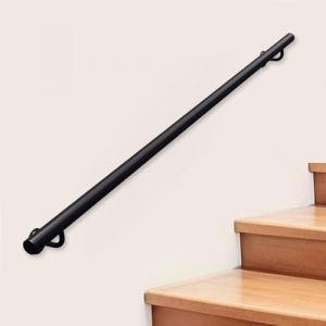 Points Courants en Fer forg&eacute; en m&eacute;tal pour escaliers｜100cm 1.5m 2m 300cm 4m Rond Barreaux de Support d'escalier de Support Bar de la Tige｜Kit de Rails &agrave; Main en Rampe Mural(200cm) (RFFENG SHOP, neuf)