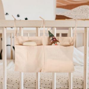 Fokroin Sac Rangement pour Lit Bébé, Sac de Rangement Suspendu, Suspendu Organisateur de Couches, Organisateur De Lit De Bébé 2 En 1, pour Stocker des Vêtements, des Couches, des Jouets (Rich Like Sea Shop, neuf)