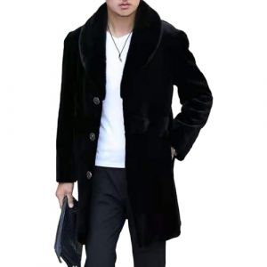 Manteau en fausse fourrure noire pour homme, v&ecirc;tement d'ext&eacute;rieur doux et chaud, design classique en fourrure, peluche &eacute;paisse, v&ecirc;tements d'hiver confortables et &eacute;l&eacute;gants, id&eacute;al pour l'automne le (DG DAODE, neuf)