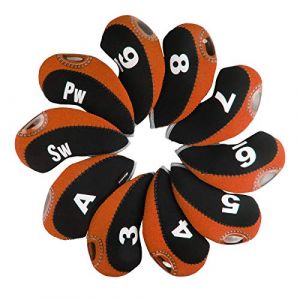 Andux Golf Fer Tête couvertures avec Nombre Tag Lot de 10 Noir/Orange (Andux Store, neuf)