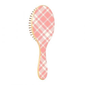 Brosse &agrave; cheveux en bois &agrave; damier rouge - Brosse de massage en bois pour cepillos para cabello (Hangchuan Health, neuf)