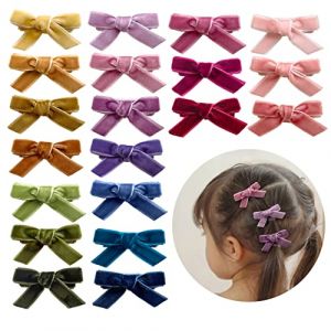 Lot de 20 petites pinces &agrave; cheveux en velours pour b&eacute;b&eacute; fille, enti&egrave;rement doubl&eacute;es, pour nourrissons, tout-petits, cheveux fins Cherssy (Fast Media Ships From USA, neuf)