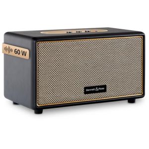 Bennett & Ross BB-860BK Blackmore Haut-Parleur Bluetooth r&eacute;tro en Cuir - Haut-Parleur Vintage avec 2X 30W - Speaker Entr&eacute;e USB avec Lecteur MP3 - Jack 3,5 mm avec aux-in - Enceinte en Noir (Maison de la musique Kirstein, neuf)