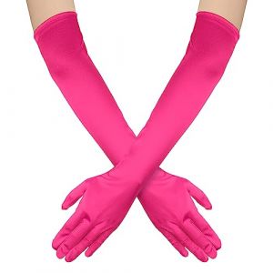 NQEUEPN Long Gants Femme, 52cm Long Gants Satin Gants Opéra Extensibles des Années 1920 Soins des Mains Gants Hydratants pour Femmes Filles Soirées Dansantes(rose rouge) (Jenniy, neuf)