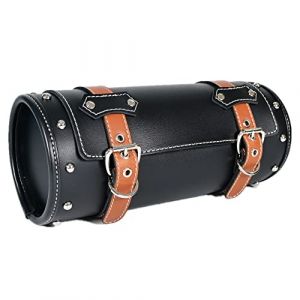 Sac à Outils en Cuir synthétique PVC pour Moto,Sac à Fourche Universel, Sac à Outils de Moto, Sac à roulettes pour Moto,Sac à Rouleau,Sac de Guidon,Sac à Outils Sissy Bar,Ceinture Marron,noir41 (junlo, neuf)