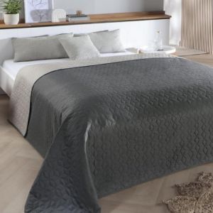 Delindo Lifestyle Couvre-lit Belford gris anthracite, jet&eacute; de lit pour lit simple, uni, matelass&eacute;, 140 x 210 cm (Sch&auml;fer Home Textile, neuf)