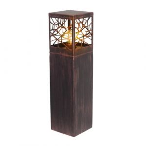 Lightbox borne d'éclairage rustique - lampe de socle protégée contre les éclaboussures pour l'extérieur - métal/plastique rouille - 59cm de hauteur (Lightbox-Shop, neuf)