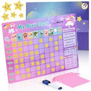 Zoelele Tableau de Récompenses pour Enfants, Licorne Tableau Comportement Magnétique, Montessori Planning Journalier, avec 30 Tâches + 70 Etoiles + 2 Marqueurs, pour Garçons et Filles (Rose) (Czoele Trading, neuf)