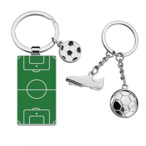 HQRKOTM 2 Pcs Porte-clés de Football Unisexe, Porte Clés Sport Porte Clé Football, Argent Porte Clé Chaussure Football, Porte Clé Ballon de Foot pour Adultes Enfants, Porte Clef Football (HQRKOTM, neuf)