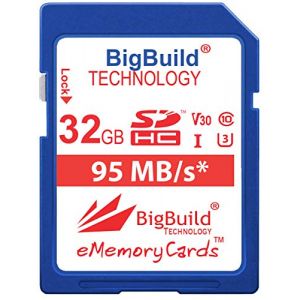 BigBuild Technology 32 Go U3 95Mo/s Carte mémoire pour Panasonic Lumix DMC G7, G70, G70MEG K, G7H, G80, G80H, G80M, G9, G9L, GH5, GX80, GX80 H, GX80EG, GX80EG-K, GX80HECK, GX85, GX85WK, GX8AEG Caméra (BigBuild Technology FR, neuf)