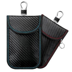 Pochette Farodoy Cl&eacute; Voiture RFID, 2 pi&egrave;ces, &Eacute;tui de Protection pour Clef T&eacute;l&eacute;commande, Pochettes Blocage Signal RFID pour Cl&eacute; Voiture, Bloqueur NFC Anti Piratage, avec Anneau Porte-Cl&eacute; (EUROEDI SPEDITION, neuf)