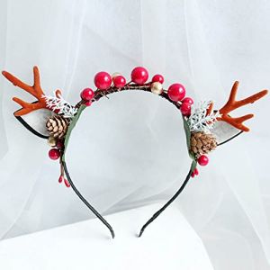 Prosy No&euml;l bois de cerf Headband fleur corne de cerf Blueberry Hair Band Elk animal corne cerceau partie cadeau de No&euml;l accessoires (C) (Prosy, neuf)