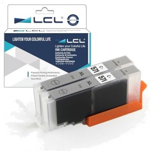 LCL Cartouche d'encre Compatible CLI-571 CLI-571XL CLI-571XLGY (2 Gris) Remplacement pour Canon PIXMA MG7750 MG7751 MG7752 MG7753 TS8050 TS8051 TS8052 TS8053 (Great Office, neuf)