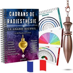 Cadrans de Radiesthesie Plus de 200 Planches pour Pendule Divinatoire en FRANCAIS (Format A4 à Spirales) & Pendule de Radiesthésie Egyptien en Laiton Antique [Satisfait ou remboursé] (Majestic's Boutique, neuf)