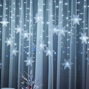 Aragallant Guirlande Lumineuse LED Étoiles, 4M 96 LED Rideau Lumineux Guirlande, Rideau Lumineux Noel, 8 Modes d'Eclairage Lumière, Lumières Féériques RGB pour Fête Jardin Noël Mariage (Blanc) (Aragallant Etrade, neuf)