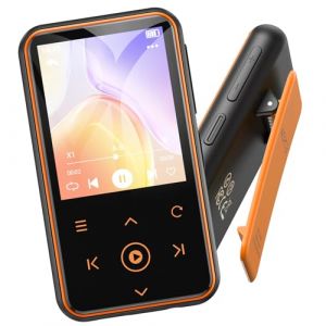 AGPTEK 64Go Lecteur MP3 Bluetooth 5.3 avec Clip, Lecteur Musique Sport HiFi avec Reconnexion Bluetooth Automatique, Radio FM/Podom&egrave;tre, Ultra-l&eacute;ger 36g, Mini Baladeur Portable pour Courir - Orange (Dreameater, neuf)