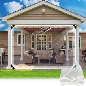 SDLLG Bâche Transparente avec œillets de 2,4 x 3,6 m de bâche de 0,35 mm de Protection des Plantes - Rideau de Pluie - Verre PVC Transparent - Imperméable - Bâche de Protection (SDLLG Flagship Store, neuf)